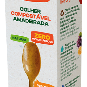 Caixa Box – Colher Compostável amadeirada – 20und