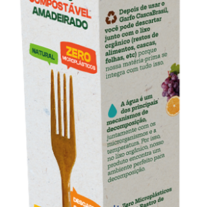 Caixa Box – Garfo Compostável amadeirado – 20und